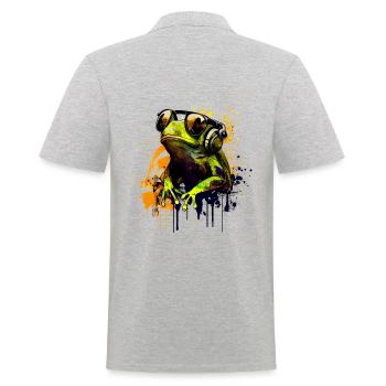 Cool frog with sunglasses and headphones - Men's Polo Shirt - heather grey - Back - Kai (181cm)