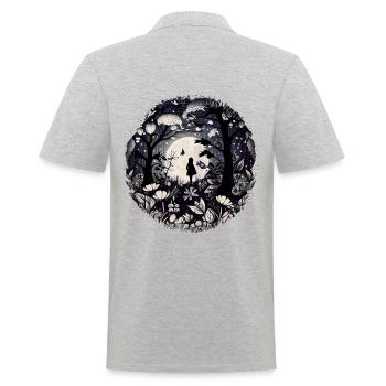 Fille dans une forêt de conte de fées mystique avec des fleurs - Polo Homme - gris chiné - Dos - Kai (181cm)