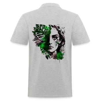 Belles plantes dame comme croquis à l’encre - Polo Homme - gris chiné - Dos - Kai (181cm)