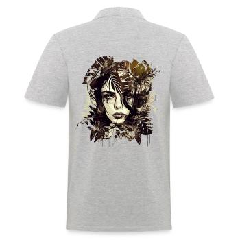 Wunderschöne Pflanzen Lady als Ink Skizze - Männer Poloshirt - Grau meliert - Hinten - Kai (181cm)
