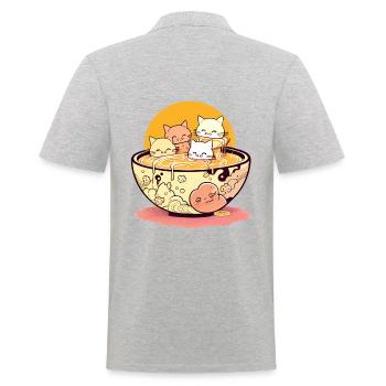 Chats mignons dans un bol de soupe de nouilles ramen - Polo Homme - gris chiné - Dos - Kai (181cm)