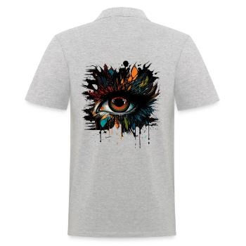 Psychedelic eye with colorful airbrush details - Men's Polo Shirt - heather grey - Back - Kai (181cm)