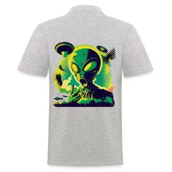 Pop Art Außerirdischer Alien Retro Style - Polo Homme - gris chiné - Dos - Kai (181cm)