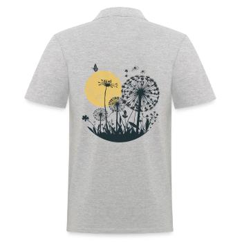 Beau pissenlit, motif de pissenlit - abstrait - Polo Homme - gris chiné - Dos - Kai (181cm)