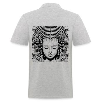 Gehirn Strukturen - Surreale Kunst - Männer Poloshirt - Grau meliert - Hinten - Kai (181cm)