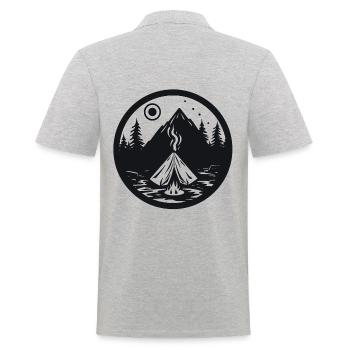Camping, paysage avec des montagnes, des arbres comme autocollants - Polo Homme - gris chiné - Dos - Kai (181cm)
