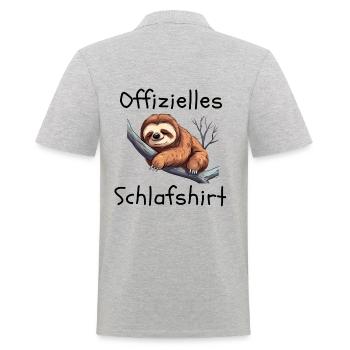 Offizielles Schlafshirt mit süßem Faultier - Männer Poloshirt - Grau meliert - Hinten - Kai (181cm)