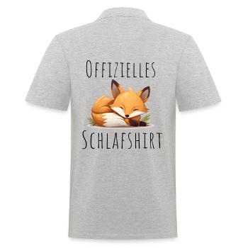 Offizielles Schlafshirt mit süßem Fuchs - Männer Poloshirt - Grau meliert - Hinten - Kai (181cm)