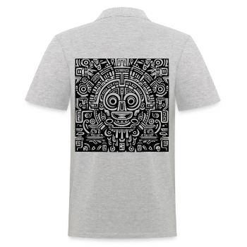 Inka, Azteken, Maya Muster, Artwork schwarz - Männer Poloshirt - Grau meliert - Hinten - Kai (181cm)