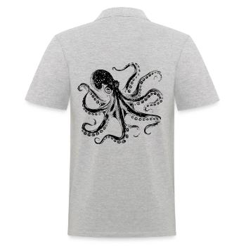 Illustration de poulpe cool en noir - Polo Homme - gris chiné - Dos - Kai (181cm)