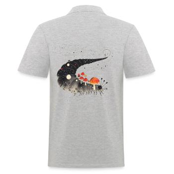 Surreal Caterpillar with Toadstools - Forest Motif - Men's Polo Shirt - heather grey - Back - Kai (181cm)