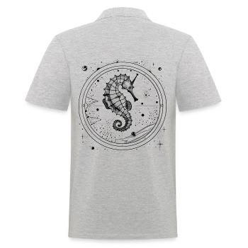 Vintage Space Nautical Design Seahorse - Men's Polo Shirt - heather grey - Back - Kai (181cm)