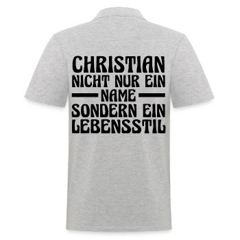 Vorname Chris Christian - Männer Poloshirt - Grau meliert - Hinten - Kai (181cm)