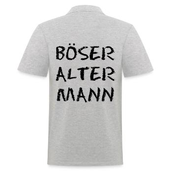 Böser alter Mann - Schriftzug - Männer Poloshirt - Grau meliert - Hinten - Kai (181cm)