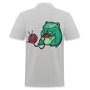 Grenouille tricot à la main - Polo Homme - gris chiné - Dos - Kai (181cm)