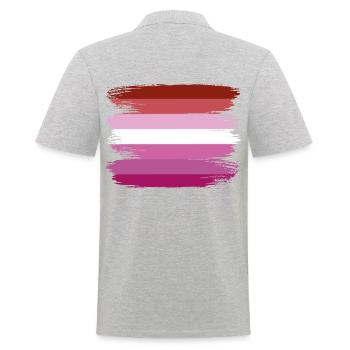 Lesbisch Lesbian Pride Flagge LGBT - Männer Poloshirt - Grau meliert - Hinten - Kai (181cm)