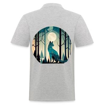 Geometrische Katze im Wald mit Vollmond - Männer Poloshirt - Grau meliert - Hinten - Kai (181cm)