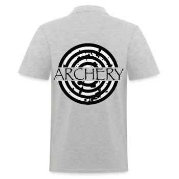 Archery print with target. Archers - Men's Polo Shirt - heather grey - Back - Kai (181cm)