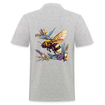 Cooles Bienen Motiv mit Blumen Cartoon Comic - Männer Poloshirt - Grau meliert - Hinten - Kai (181cm)