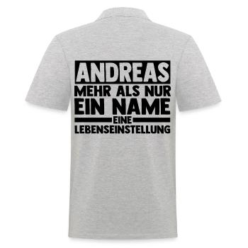 First name Andreas - Men's Polo Shirt - heather grey - Back - Kai (181cm)
