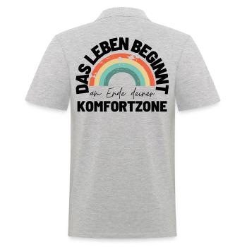 Sprücheshirts Motivationssprüche Motivationsspruch - Männer Poloshirt - Grau meliert - Hinten - Kai (181cm)