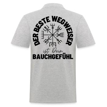 Wegweiser RUNEN viking CELTIC - VEGVISIR - Männer Poloshirt - Grau meliert - Hinten - Kai (181cm)