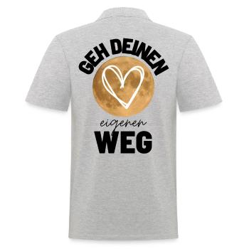 Sprücheshirts Motivationssprüche Motivationsspruch - Männer Poloshirt - Grau meliert - Hinten - Kai (181cm)