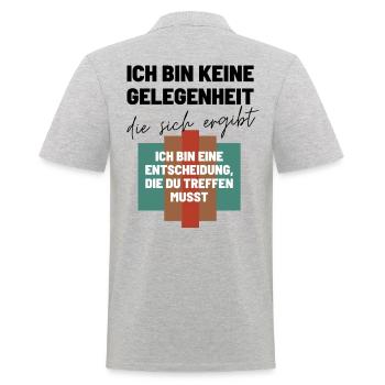 Das Ich Bin eine Entscheidung Keine Option - Männer Poloshirt - Grau meliert - Hinten - Kai (181cm)