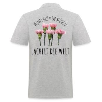 Blumen Garten Gärtner Blumenstrauß BLUMENLIEBE - Männer Poloshirt - Grau meliert - Hinten - Kai (181cm)