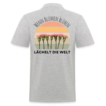 Blumen Garten Gärtner Blumenstrauß BLUMENLIEBE - Männer Poloshirt - Grau meliert - Hinten - Kai (181cm)