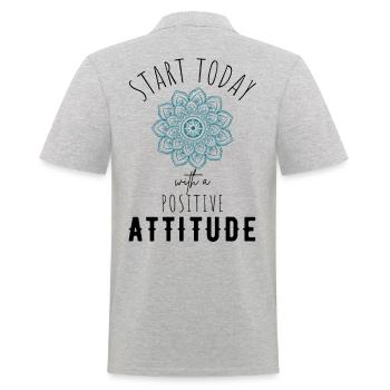 POSITIVE EINSTELLUNG MINDSET Motivation - Männer Poloshirt - Grau meliert - Hinten - Kai (181cm)