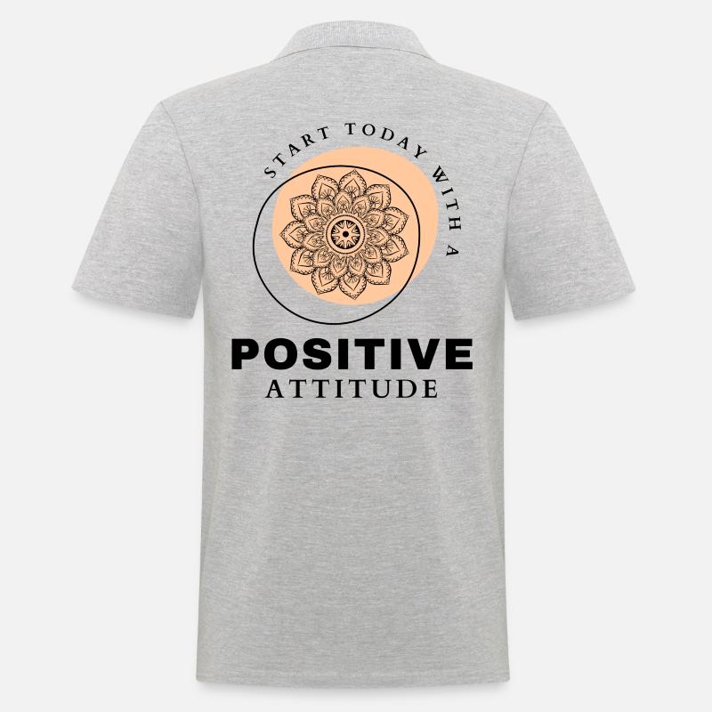 POSITIVE EINSTELLUNG MINDSET Motivation - Männer Poloshirt - Grau meliert
