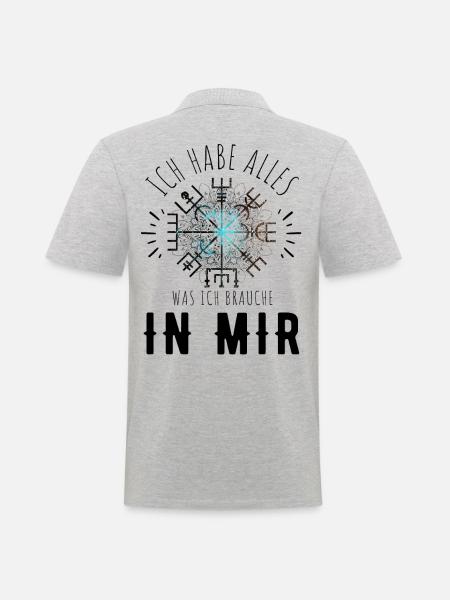 Wegweiser RUNEN Motivation - VEGVISIR - Männer Poloshirt - Grau meliert