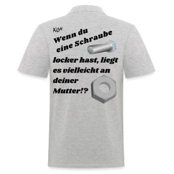 Wenn du eine Schraube locker hast. - Männer Poloshirt - Grau meliert - Hinten - Kai (181cm)