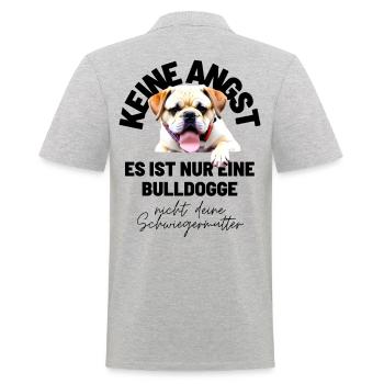 KEINE ANGST ... Bulldogge Bulldog Bulldoggen - Männer Poloshirt - Grau meliert - Hinten - Kai (181cm)