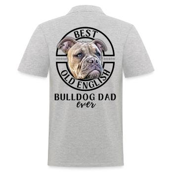 Bulldogge - Bulldog DAD - Bulldoggen Papa - Polo Homme - gris chiné - Dos - Kai (181cm)