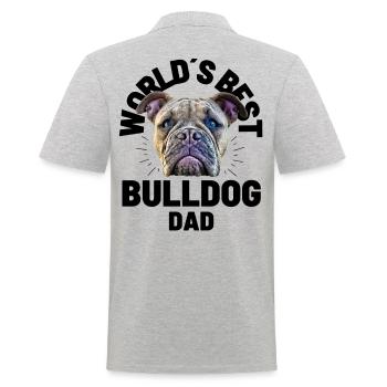 Bulldog WORLD ́S BEST Bulldog DAD Bulldogs Papa - Polo Homme - gris chiné - Dos - Kai (181cm)