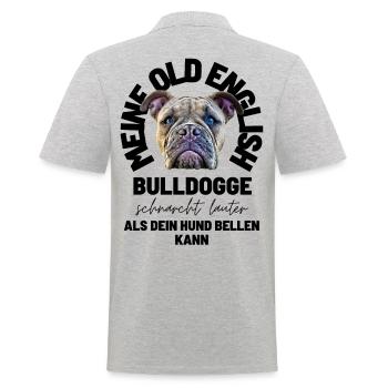 Bulldogge SCHNARCHT LAUTER ... Bulldog Bulldoggen - Männer Poloshirt - Grau meliert - Hinten - Kai (181cm)