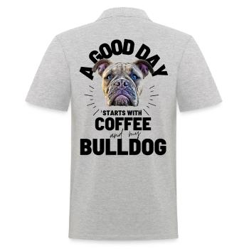 A GOOD DAY STARTS with Coffee & Bulldog - Men's Polo Shirt - heather grey - Back - Kai (181cm)