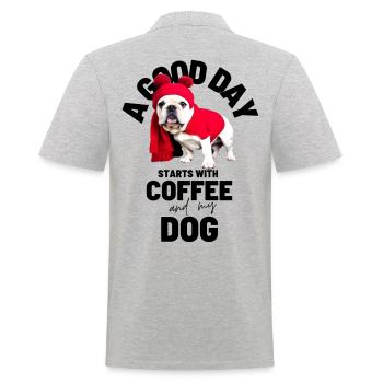 EIN GUTER TAG BEGINNT ... HUND Hunde Kaffee - Männer Poloshirt - Grau meliert - Hinten - Kai (181cm)