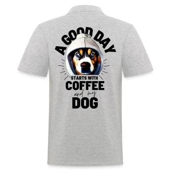 EIN GUTER TAG BEGINNT ... HUND Hunde Kaffee - Männer Poloshirt - Grau meliert - Hinten - Kai (181cm)