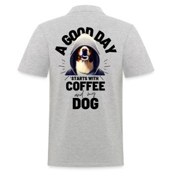 EIN GUTER TAG BEGINNT ... HUND Hunde Kaffee - Männer Poloshirt - Grau meliert - Hinten - Kai (181cm)