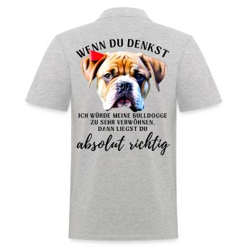 BULLDOGGE VERWÖHNEN Bulldog Bulldogge Bulldoggen - Männer Poloshirt - Grau meliert - Hinten - Kai (181cm)