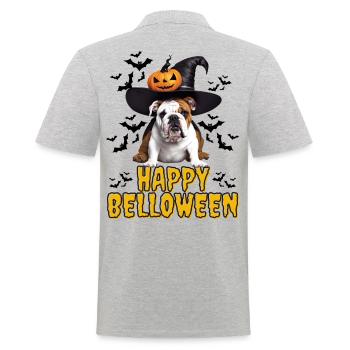 HAPPY BELLOWEEN Halloween Dog Dogs Bulldog - Men's Polo Shirt - heather grey - Back - Kai (181cm)