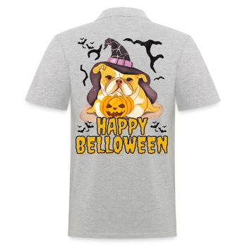 HAPPY BELLOWEEN Halloween Hund Hunde Bulldogge - Männer Poloshirt - Grau meliert - Hinten - Kai (181cm)