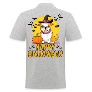 HAPPY BELLOWEEN Halloween Hund Hunde Bulldogge - Männer Poloshirt - Grau meliert - Hinten - Kai (181cm)