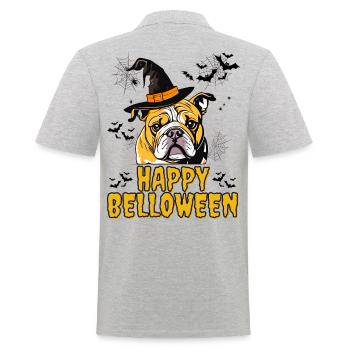 HAPPY BELLOWEEN Halloween Hund Hunde Bulldogge - Männer Poloshirt - Grau meliert - Hinten - Kai (181cm)