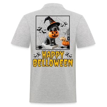 HAPPY BELLOWEEN Halloween Hund Hunde Bulldogge - Männer Poloshirt - Grau meliert - Hinten - Kai (181cm)