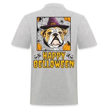 HAPPY BELLOWEEN Halloween Hund Hunde Bulldogge - Männer Poloshirt - Grau meliert - Hinten - Kai (181cm)