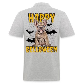 HAPPY BELLOWEEN Halloween Hund Hunde Bulldogge - Männer Poloshirt - Grau meliert - Hinten - Kai (181cm)
